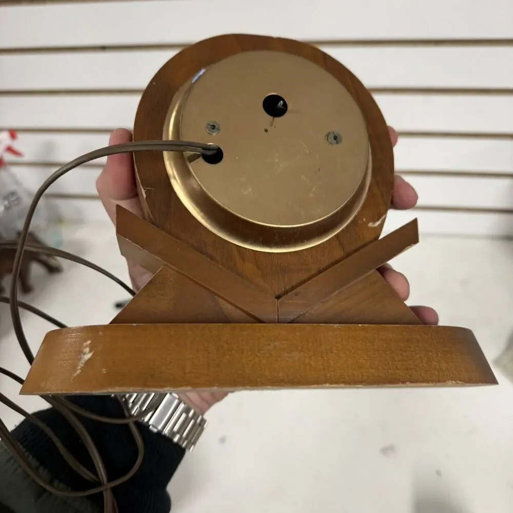 VTG MCM Sessions Electric Table Mantle Clock Wood Made By John D Varble Chicago